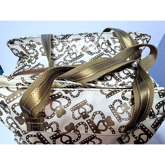 Kathy Van Zeeland Y2K Carry On Crown Duffel Bag Suitcase Vintage Gold/Cream - Picture 6 of 16